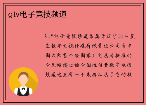 gtv电子竞技频道